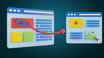 Representação visual de uma estratégia de backlink entre dois sites, elemento essencial no Off Page SEO
