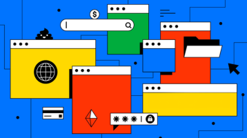 Ilustração colorida mostrando várias janelas de navegadores e ícones digitais representando diferentes fontes de tráfego online.